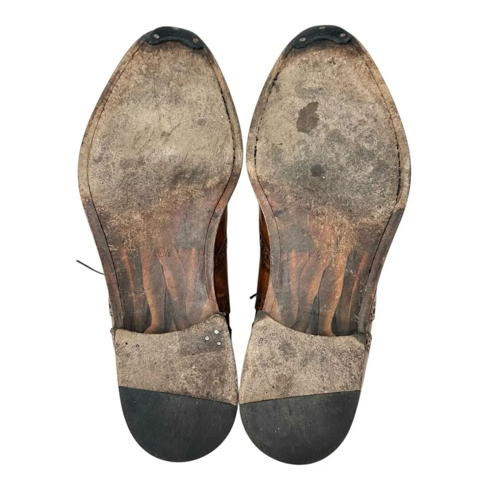 Botticelli Italian Designer Brown Wingtip Oxford Brogue Leather Laceup Shoes